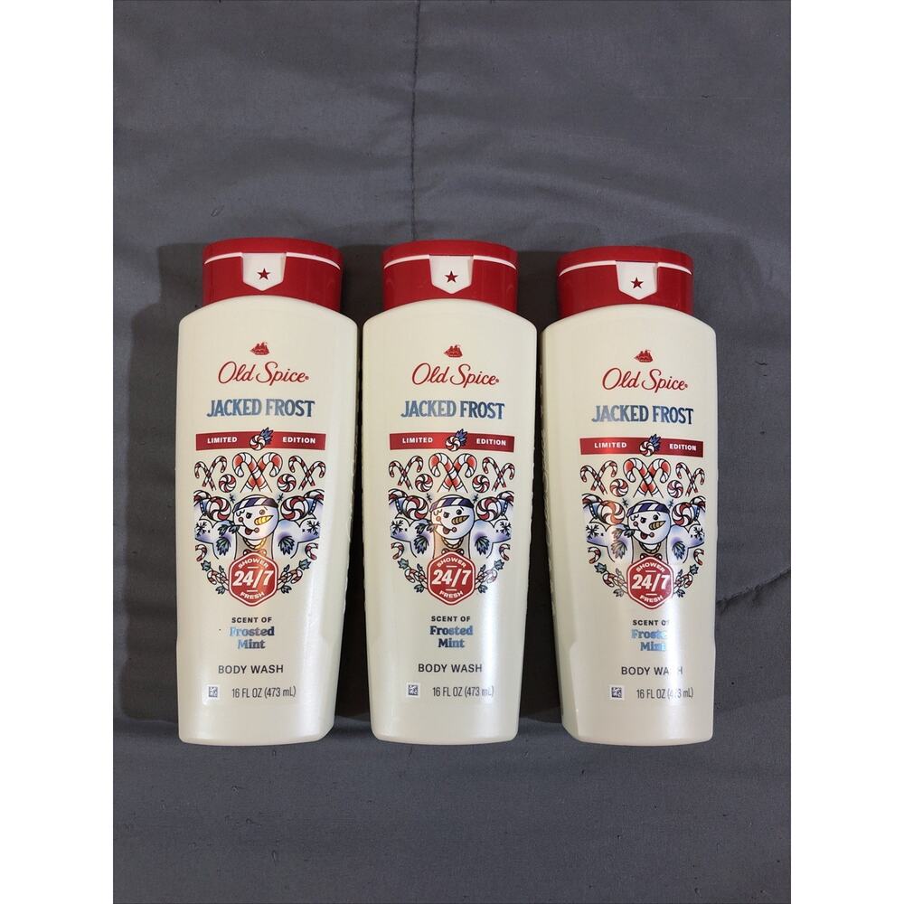 Old Spice JACK FROST Limited Body Wash FROSTED MINT Scent 16oz ea 3 Pack New